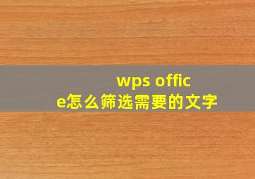 wps office怎么筛选需要的文字